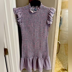 Charming brunch Dress in Purple and blue print